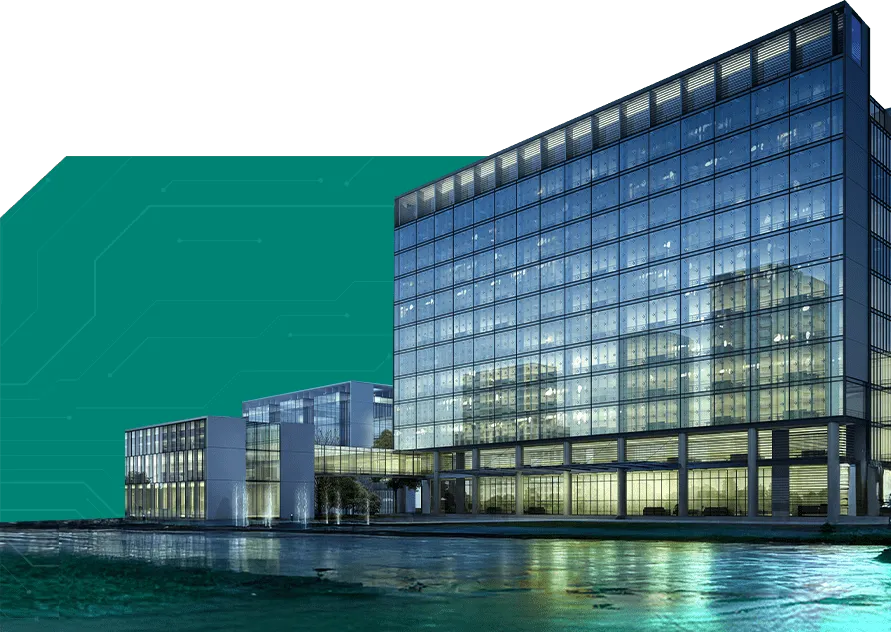 Modern office building representing innovation in smart building solutions